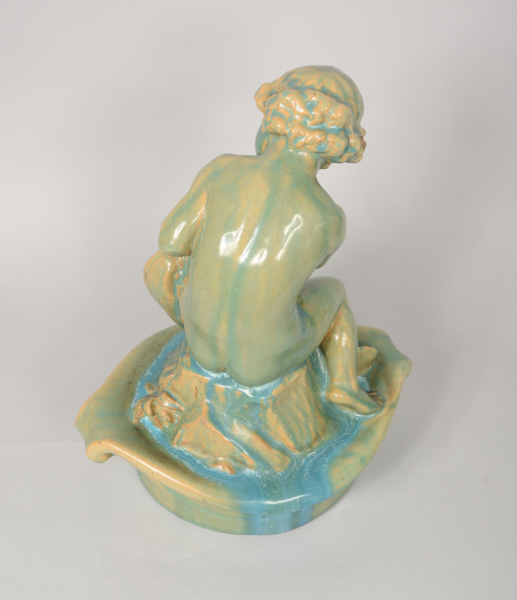 Gladding McBean Fountain Centerpiece Child with a Fish For Sale 8