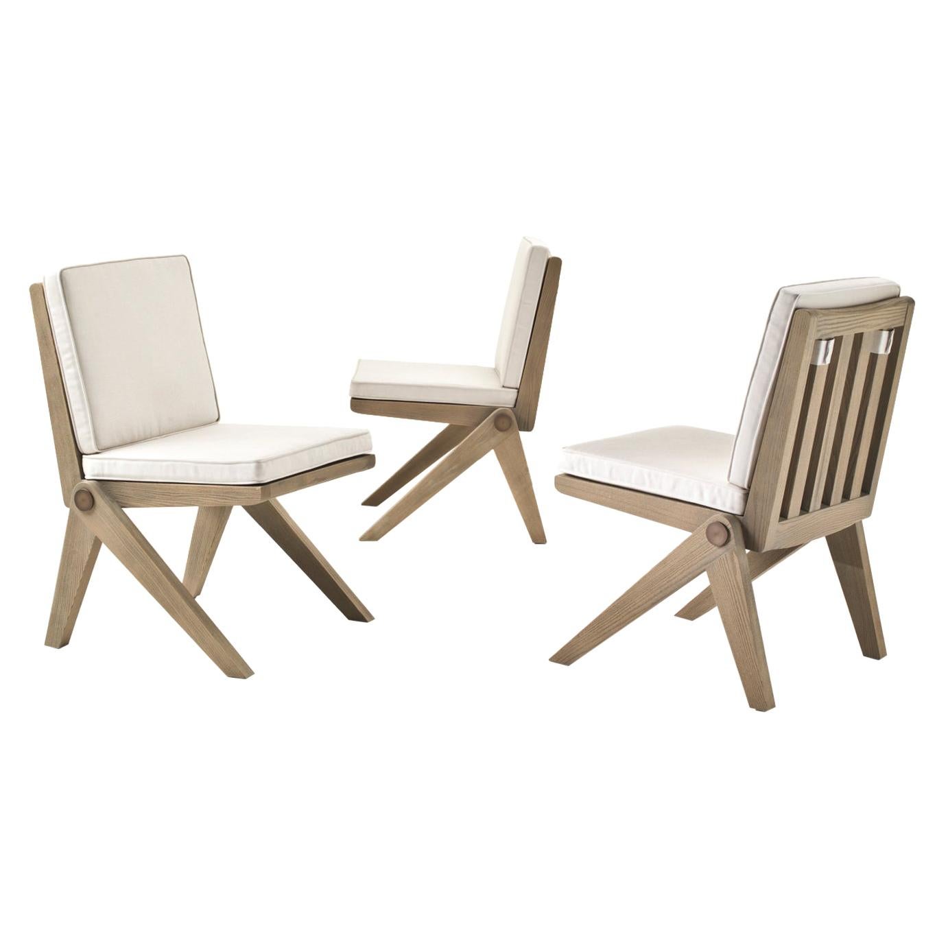 GLADE Outdoor White Chair in Solid Sassafrass and Removable Cushions 