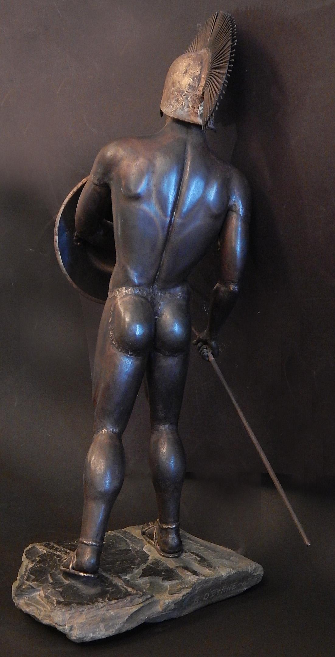 Superlative examples of welded, Brutalist sculptures from the 1960s, this pairing of Gladiator and 