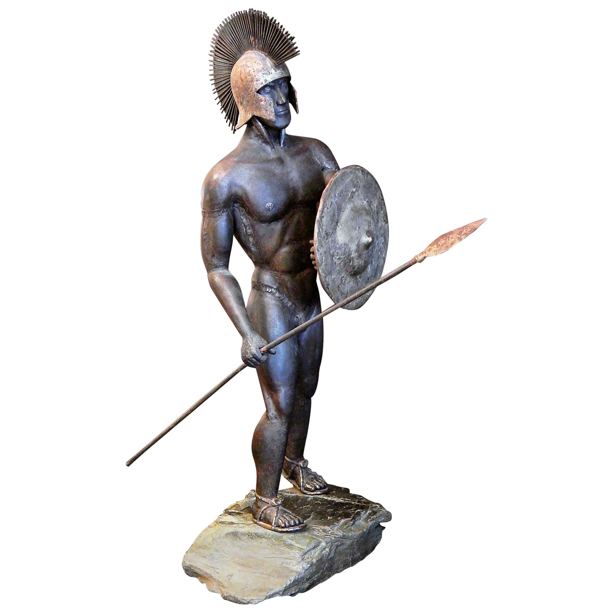 Gladiator and Jester, Brutalist Sculptures in Mixed Metal, 1966-1967 For Sale