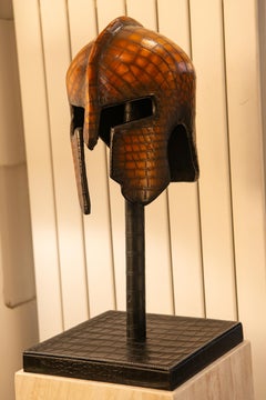 Gladiator Croco Brown Leather Helmet