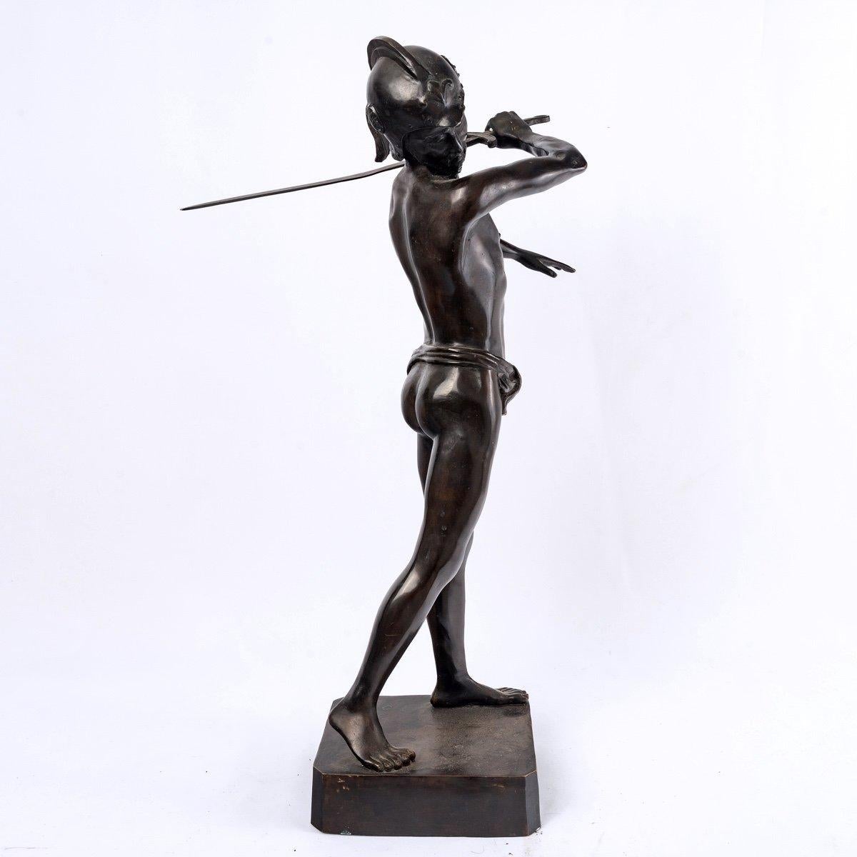 French Gladiator In Bronze - Brown Patina - Attributed To émile Louis Picault - 19th For Sale