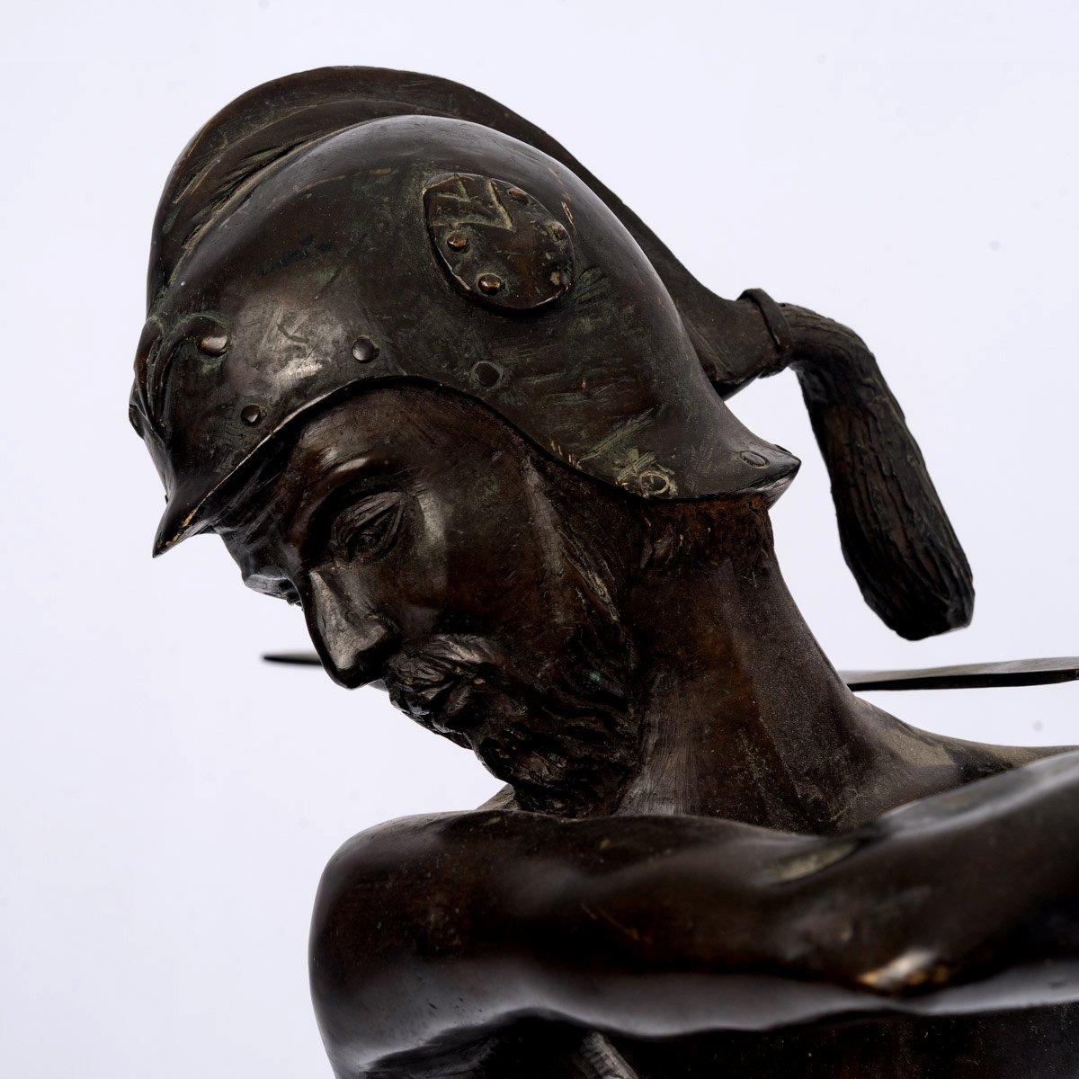 Gladiator In Bronze - Brown Patina - Attributed To émile Louis Picault - 19th In Excellent Condition For Sale In CRÉTEIL, FR