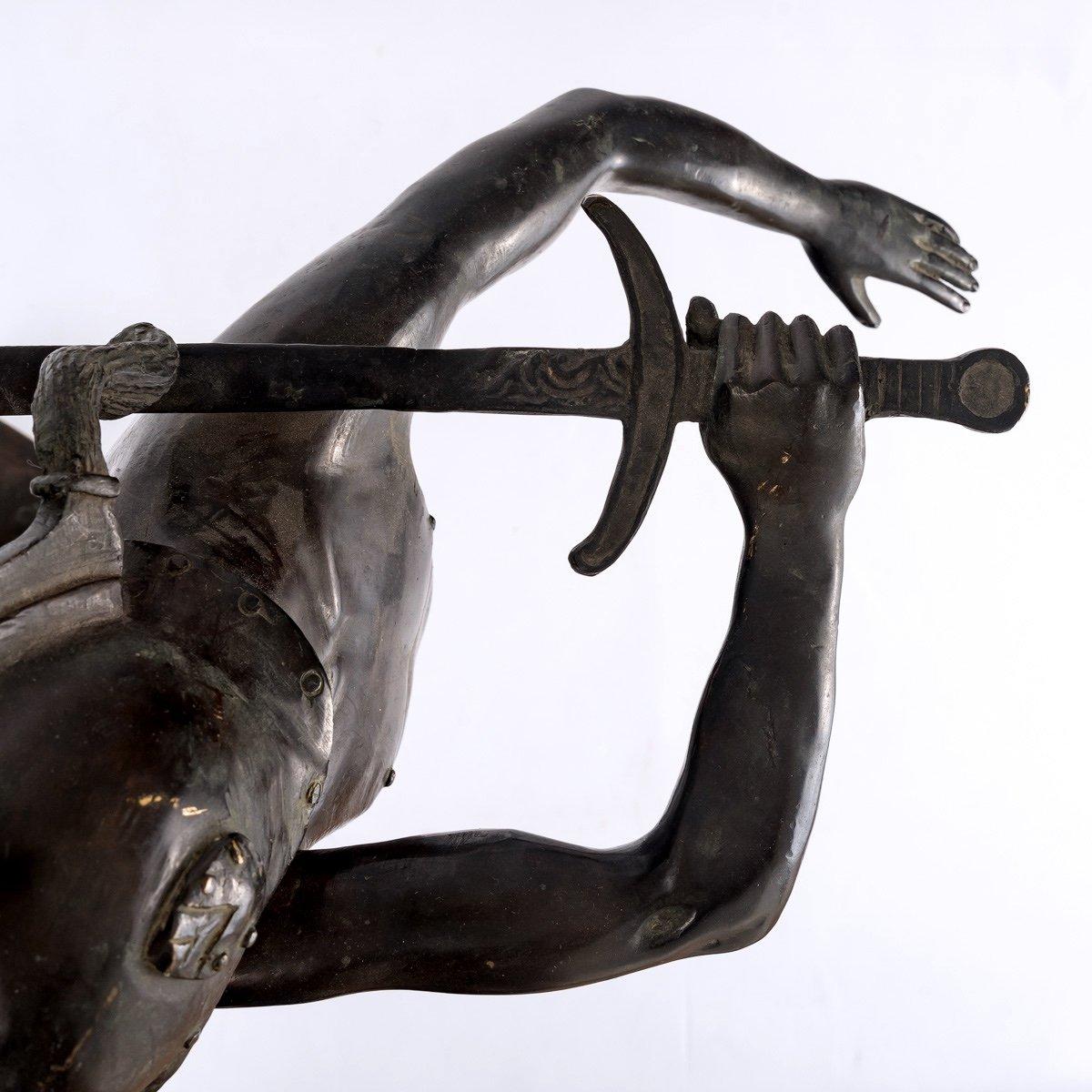19th Century Gladiator In Bronze - Brown Patina - Attributed To émile Louis Picault - 19th For Sale