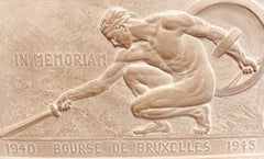 "Gladiator with Sword and Shield, " Unique Art Deco Sculpture with Male Nude