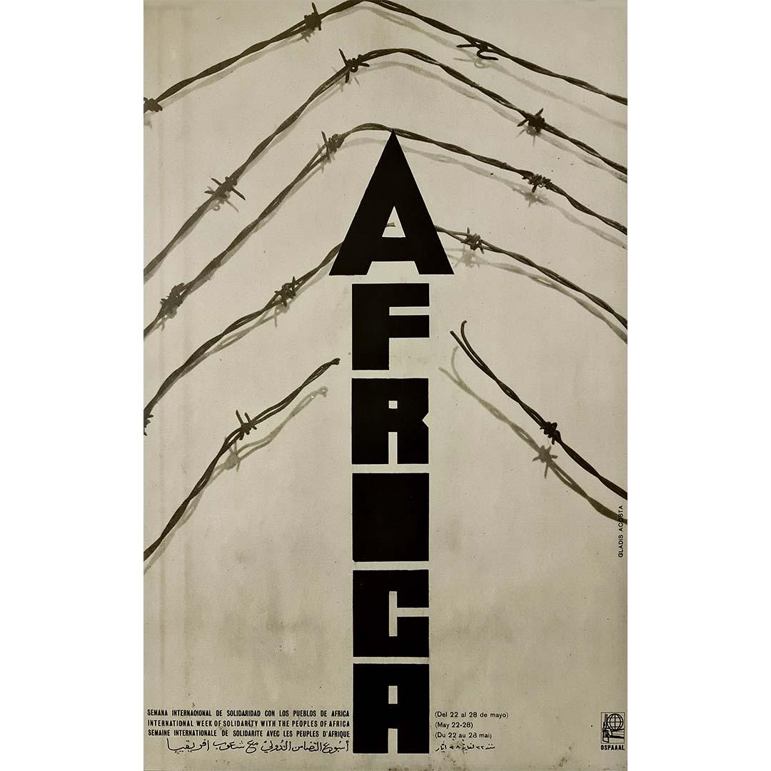 Original um 1970 OSPAAAL-Plakat Woche der Solidarität mit den Völkern Afrikas – Print von Gladis Acosta