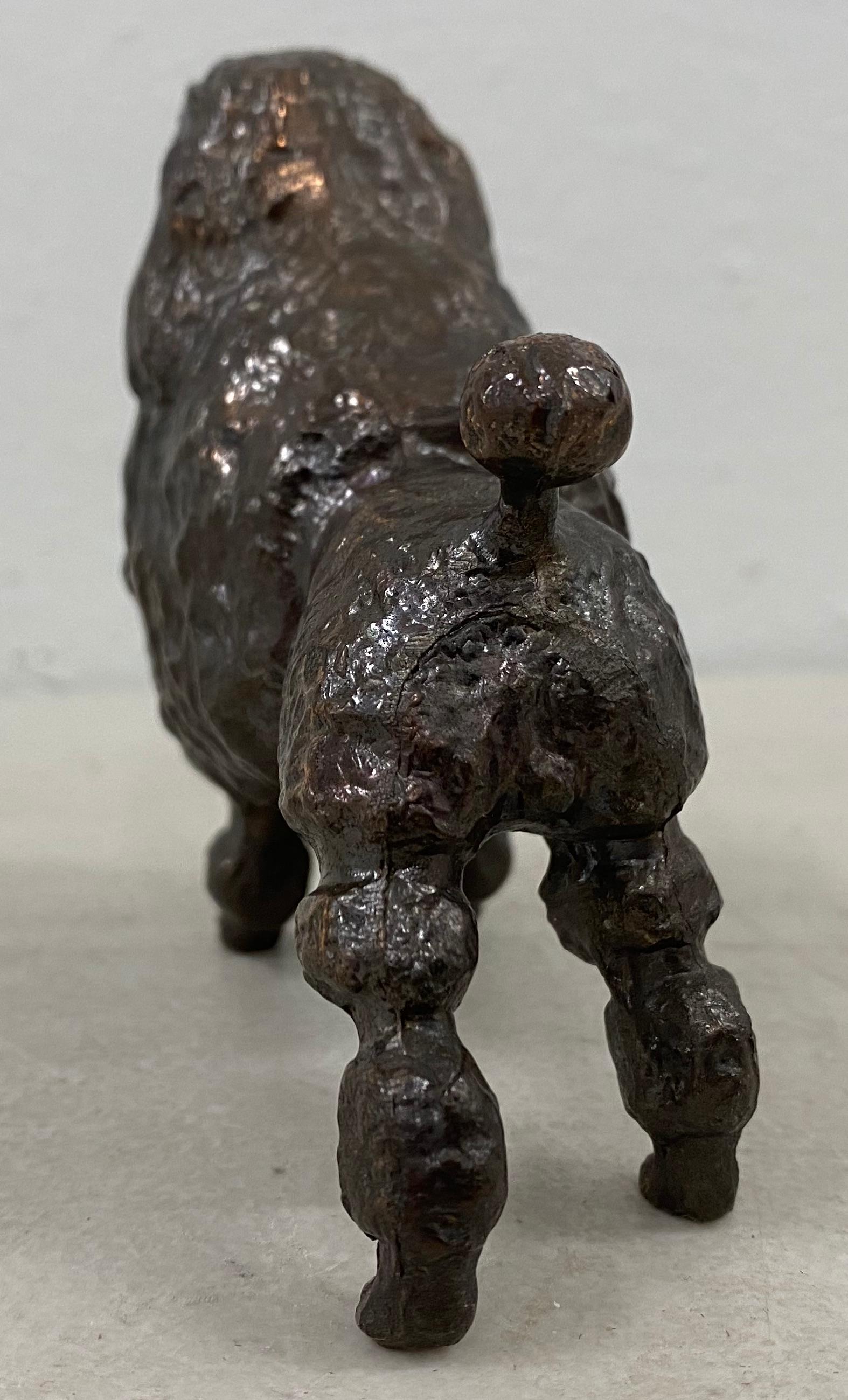 Gladys brown miniature bronze poodle sculpture c.1940s

Measures: 4