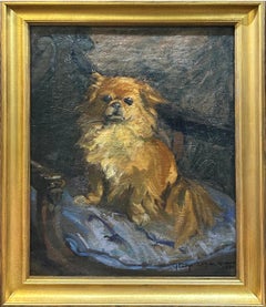 Portrait de chien impressionniste du 20e siècle d'un épagneul Cavalier King Charles