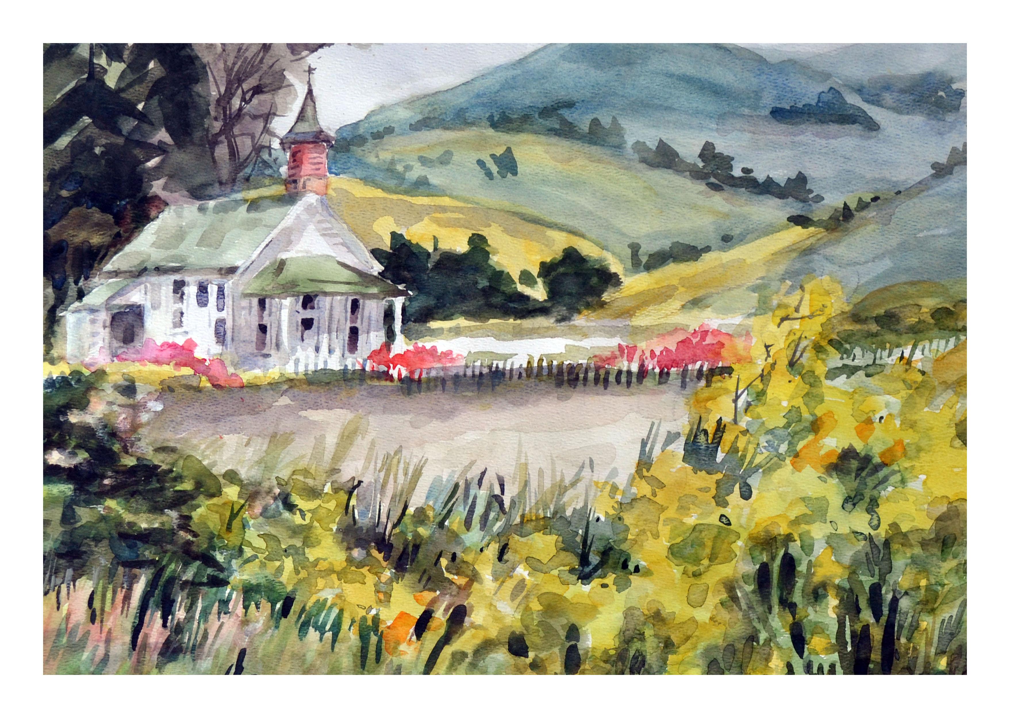 A California Gold Country Church  - Painting by Gladys Louise Bowman Fies