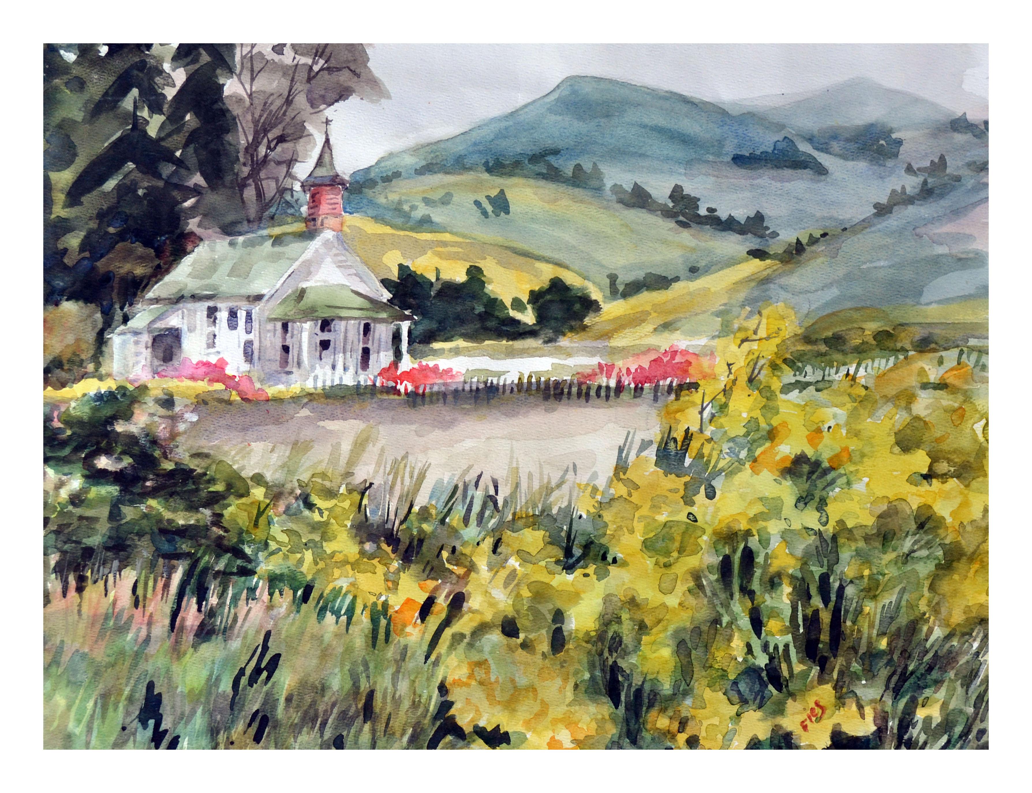 Gladys Louise Bowman Fies Landscape Painting - A California Gold Country Church 