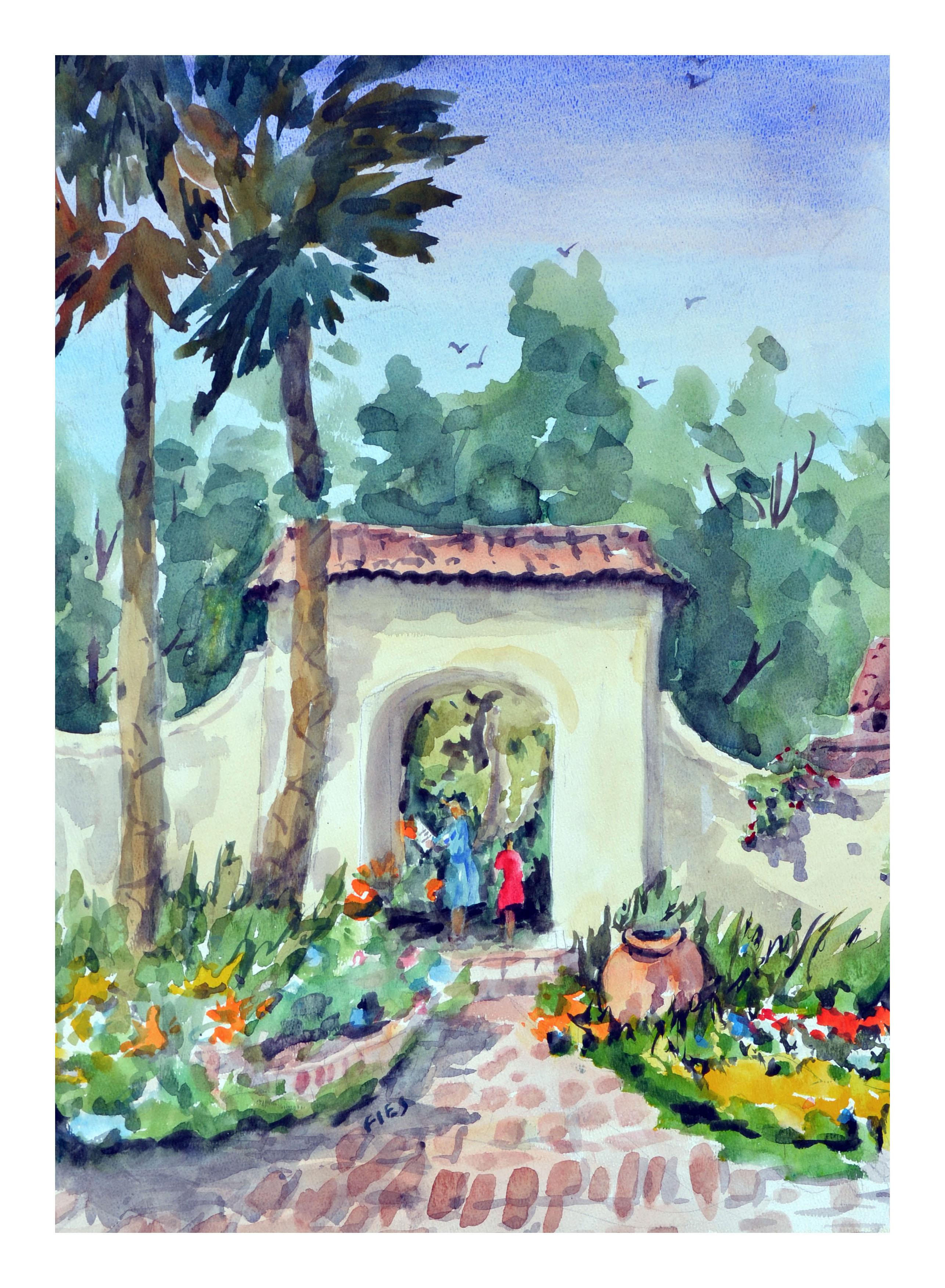 The Mission Entrance - Painting by Gladys Louise Bowman Fies