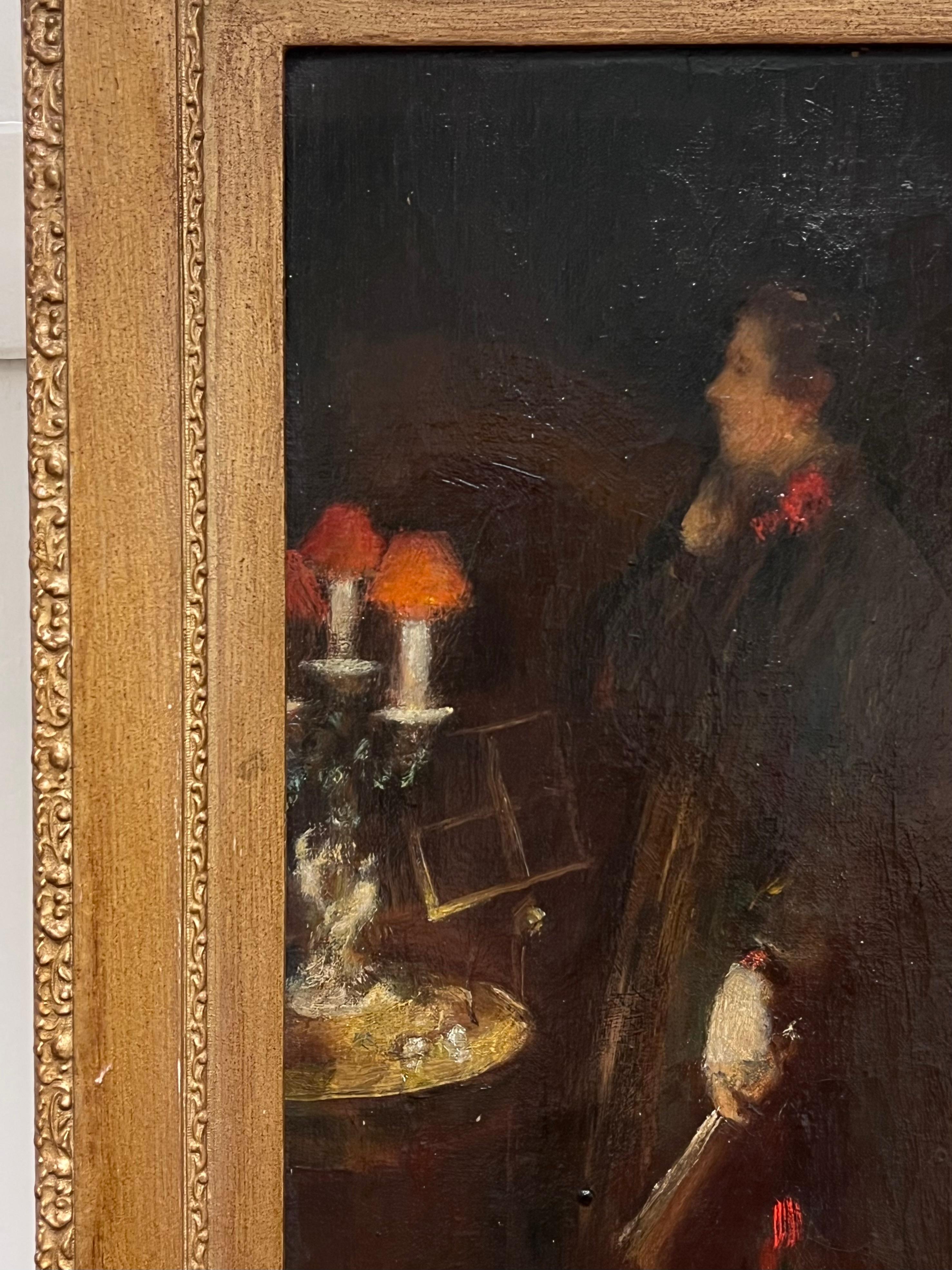 Portrait of the Artists Mother *see below
by Gladys Marguerite Baker (British, 1889-1959)
signed, titled verso
oil on canvas, framed 
framed: 29 x 17 inches
canvas: 24 x 12 inches
Provenance: the artists family, England
Condition: very good
