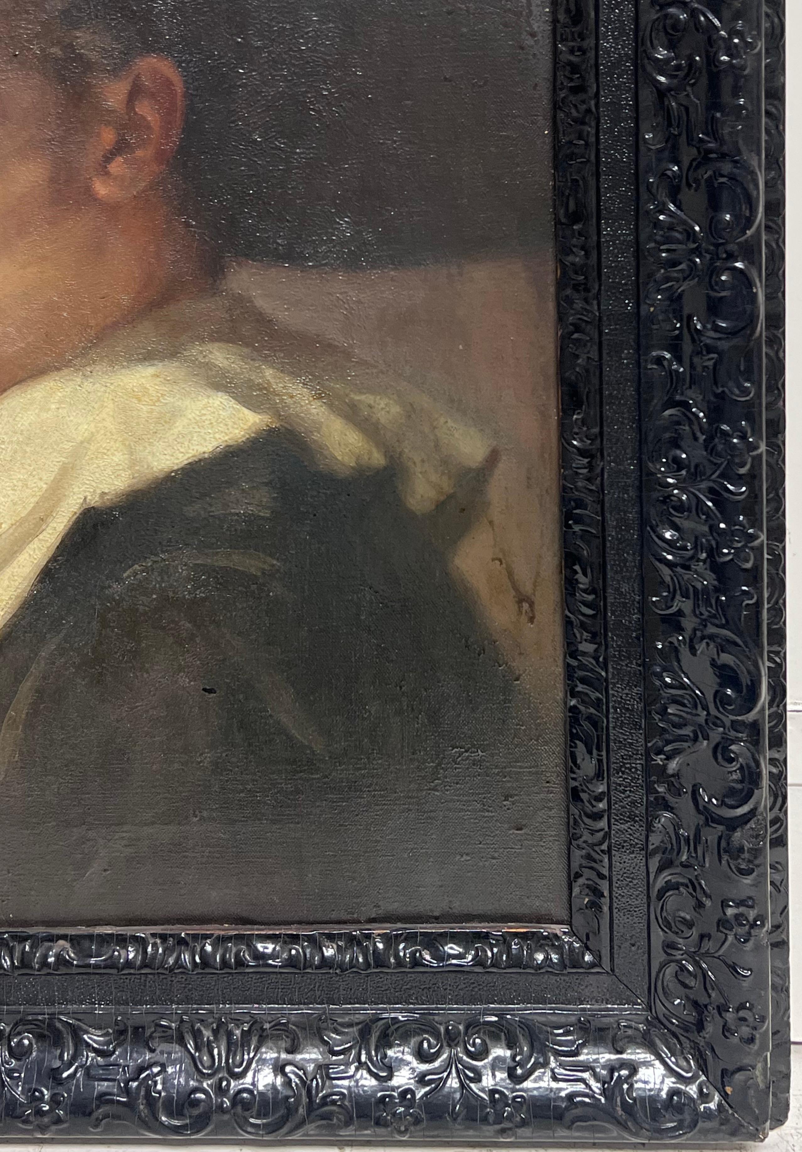 El predicador puritano Pintura al óleo inglesa antigua Retrato de un caballero puritano en venta 1