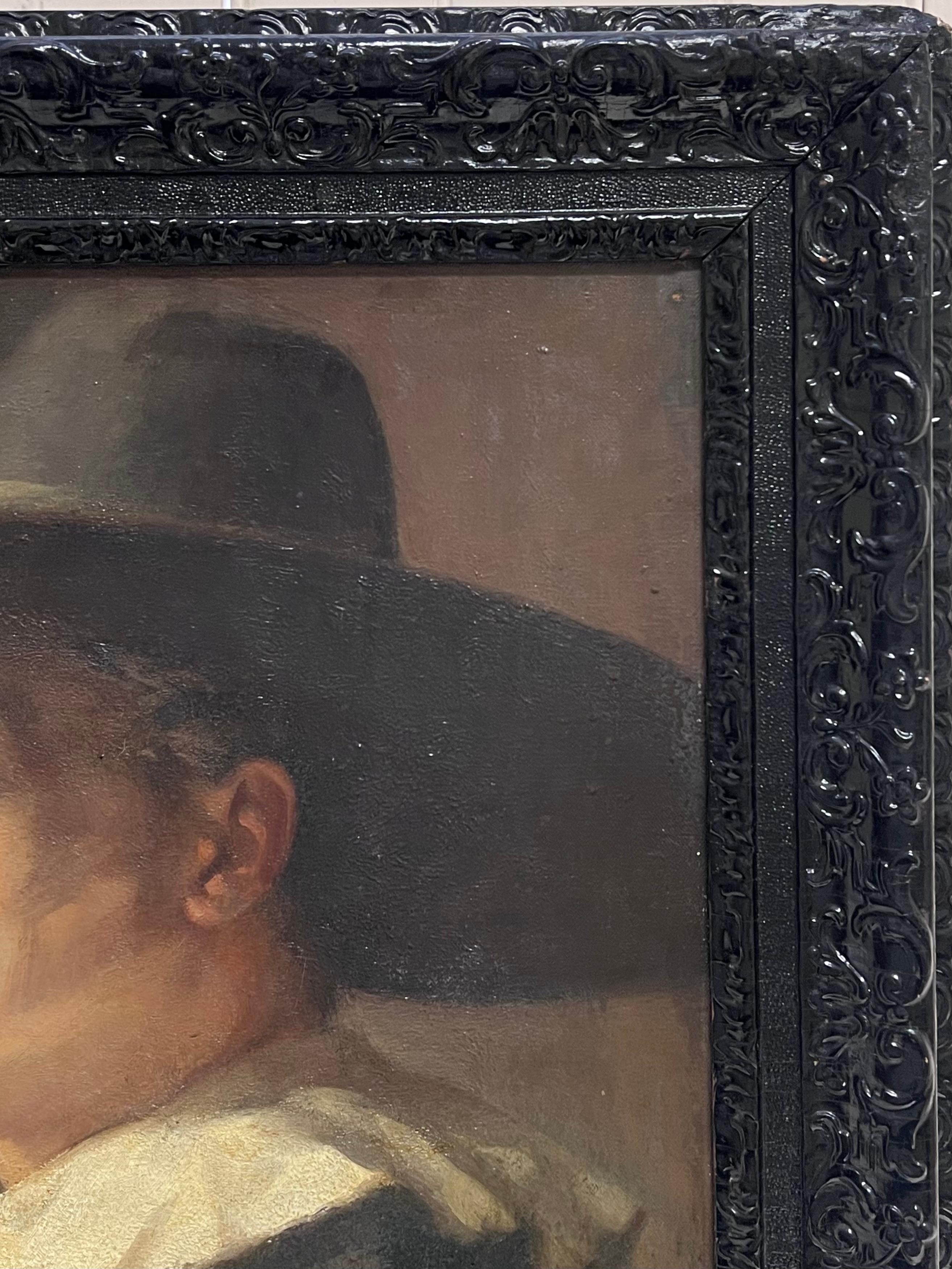 El predicador puritano Pintura al óleo inglesa antigua Retrato de un caballero puritano en venta 2