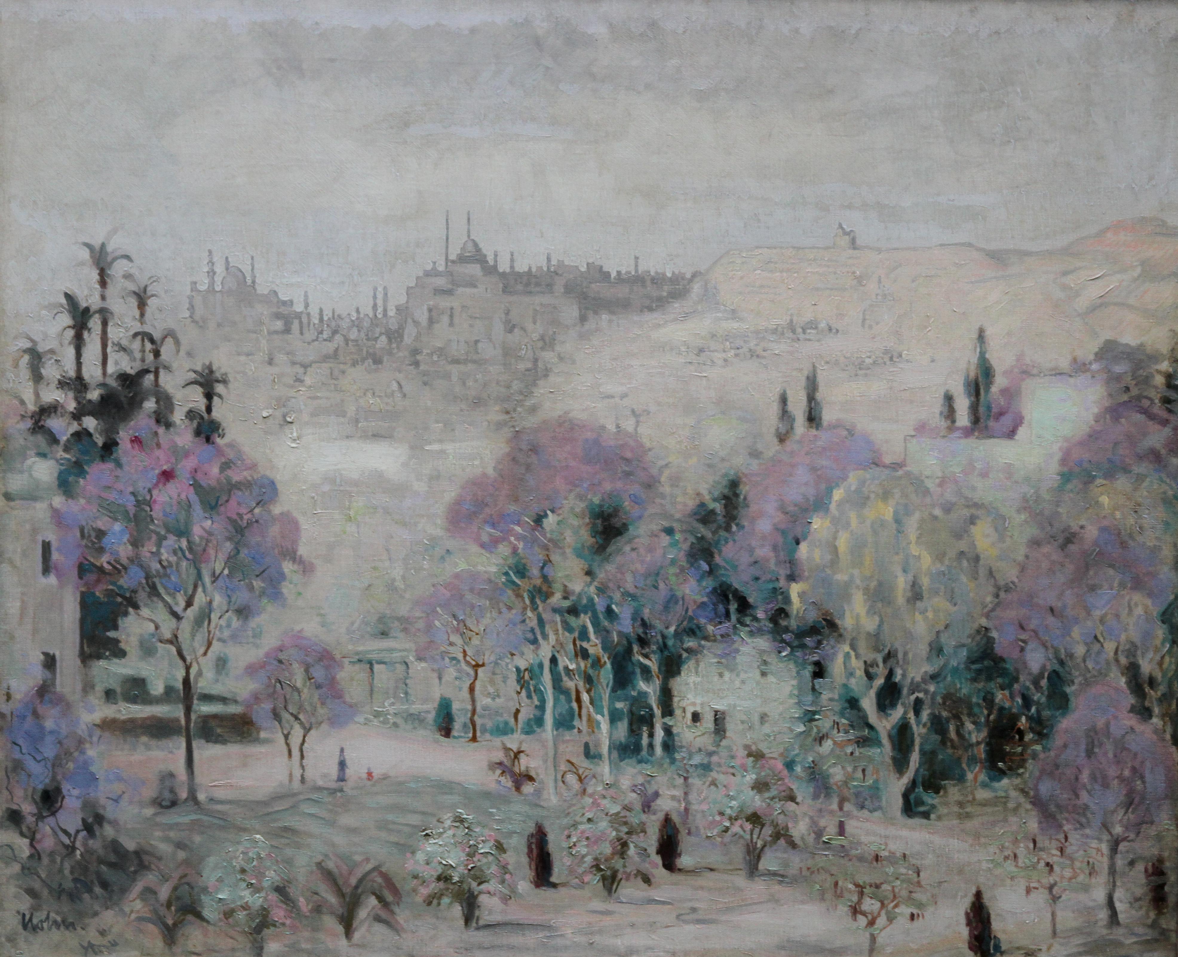 Istanbul Turkey - Irish Post Impressionist landscape oil painting female artist - Painting by Gladys Nolan