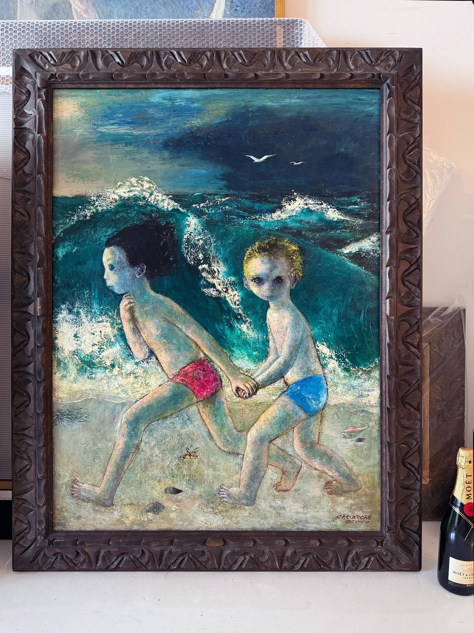 Innocent Summer Fun Children Running at the Beach For Sale 6