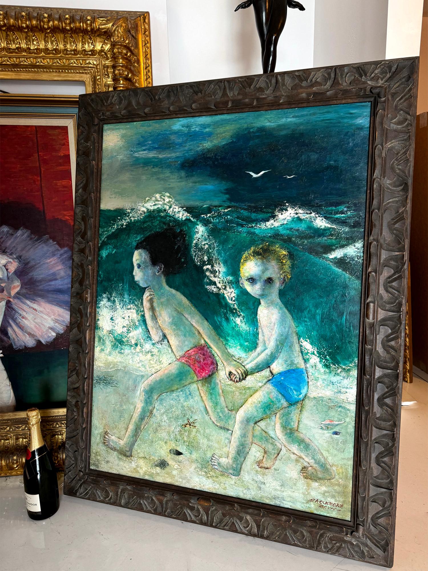 Innocent Summer Fun Children Running at the Beach For Sale 4
