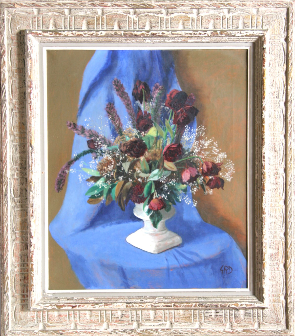 Artist:	Gladys Rockmore Davis, American (1901 - 1967)
Title: Summer Flowers
Year:	circa 1940
Medium:	Oil on Canvas, Signed lower right
Size:	24 x 20 inches
Frame: 33 x 29 inches