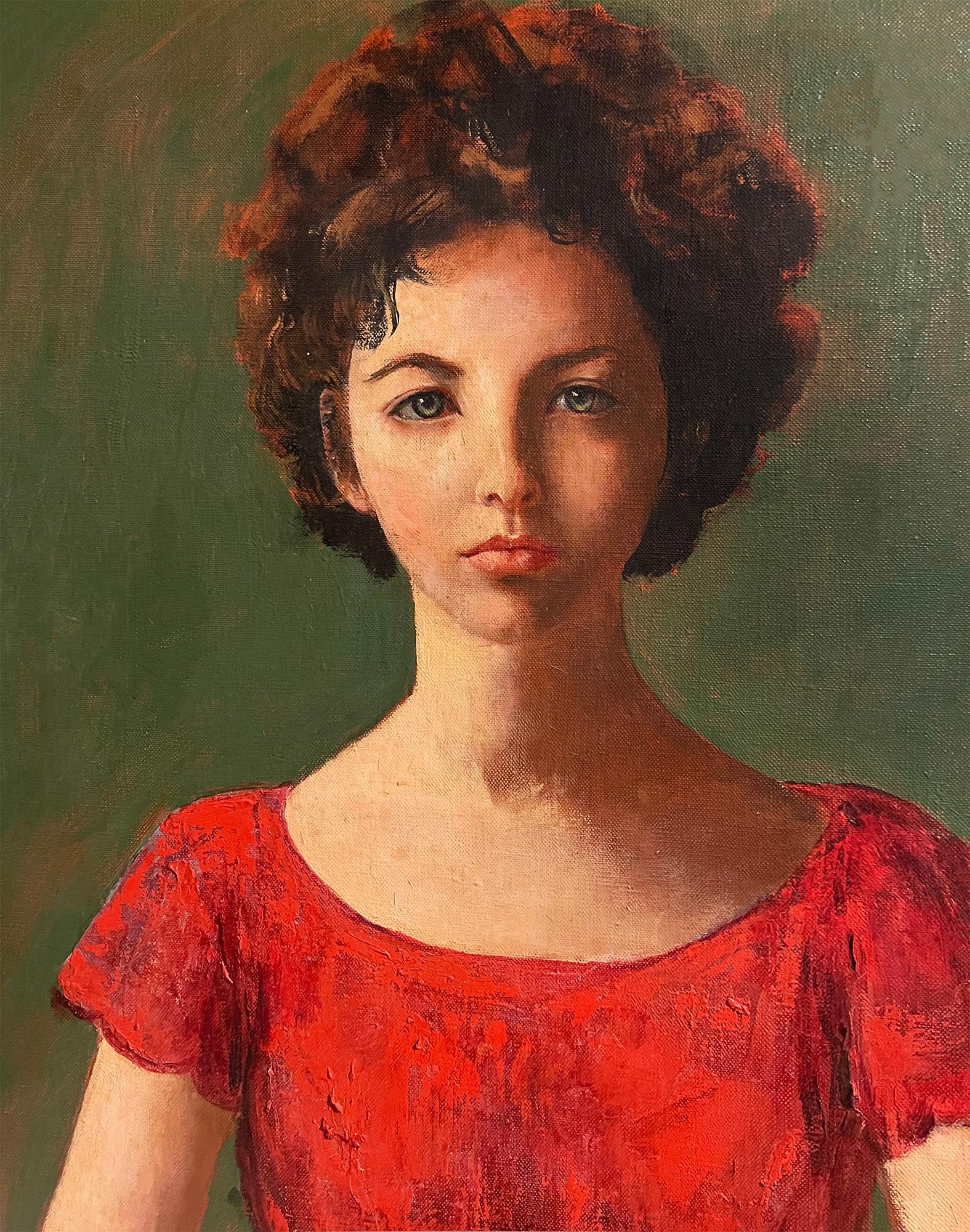 Woman in a Red Dress, Mid Century Female Illustrator/ Artist, Elizabeth Taylor ? For Sale 8