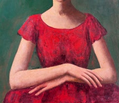 Woman in a Red Dress, illustratrice/artiste féminine du milieu du siècle dernier, Elizabeth Taylor ?