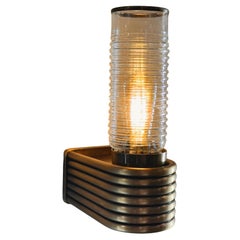Glalpula Single Art Deco Wall Sconce, Hand-Blown Ribbed Glass Design Wall Light