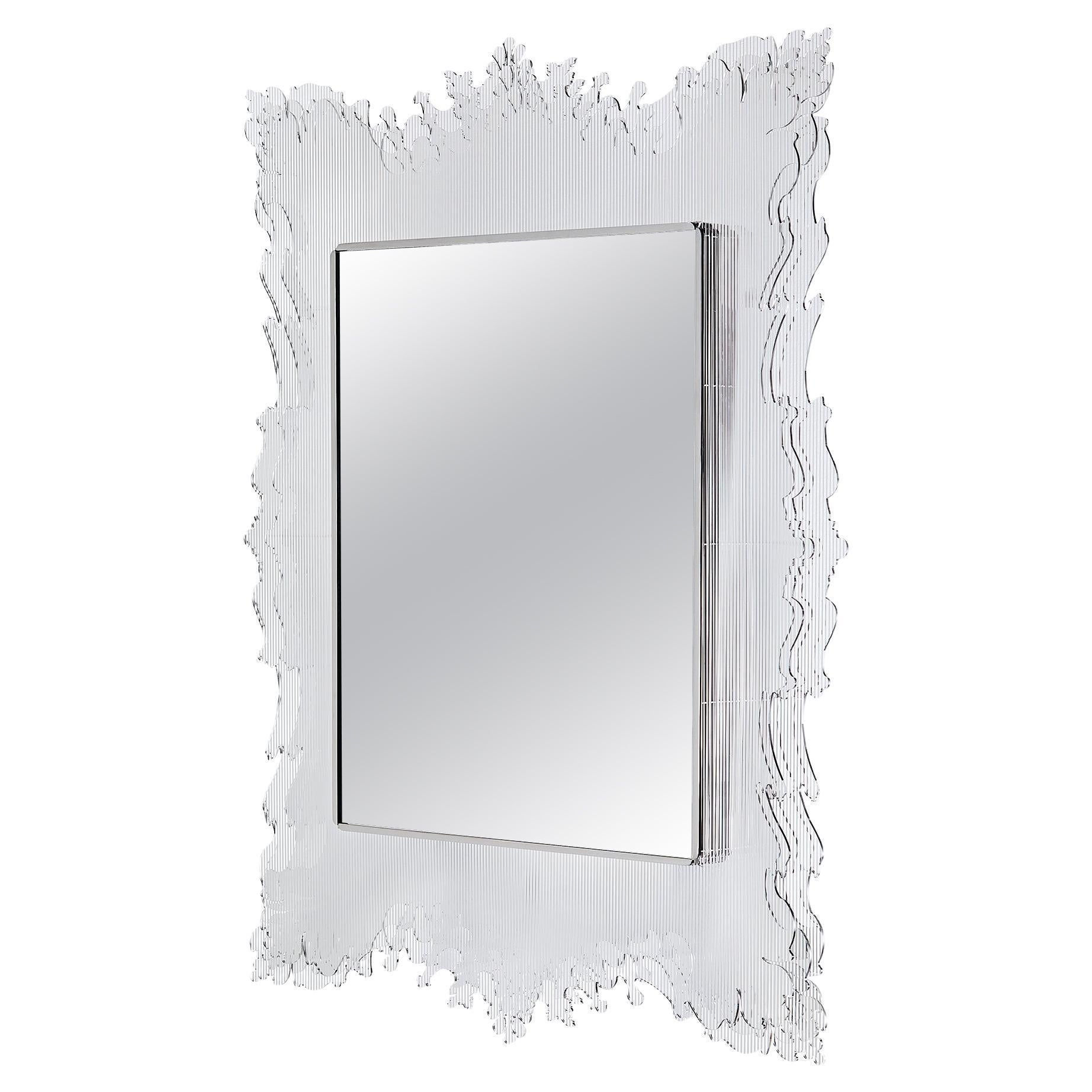 "Glam Baroque (Mirror-Stripe)" Contemporary Neo-Baroque Sculptural Wall Mirror For Sale