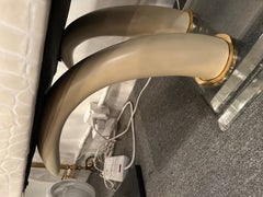 Glam Faux Crocodile Upholstered Bench with Faux Horn & Lucite Base