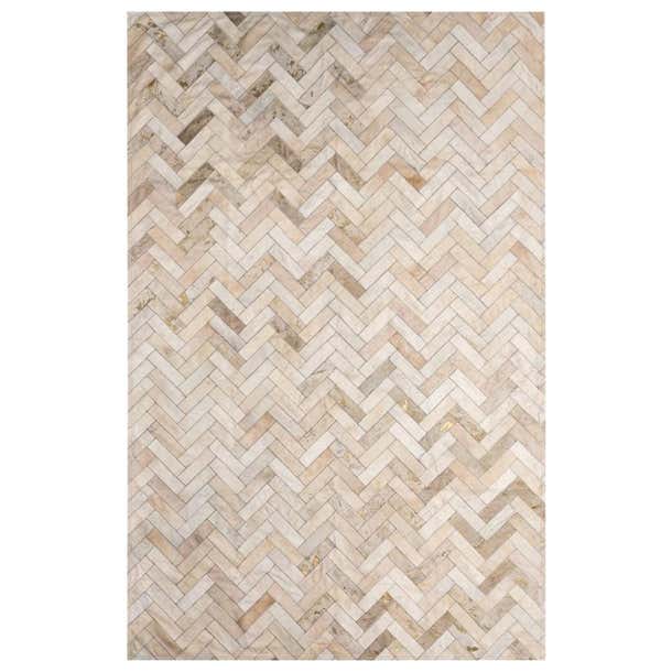 Estrella Hide Rug Glam Metallic Herringbone Estrella Cream Cowhide Rug by Art Hide For ...