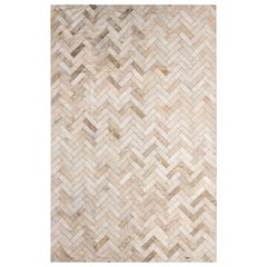 Tapis en cuir de vache crème Glam Metallic Herringbone Estrella de Art Hide