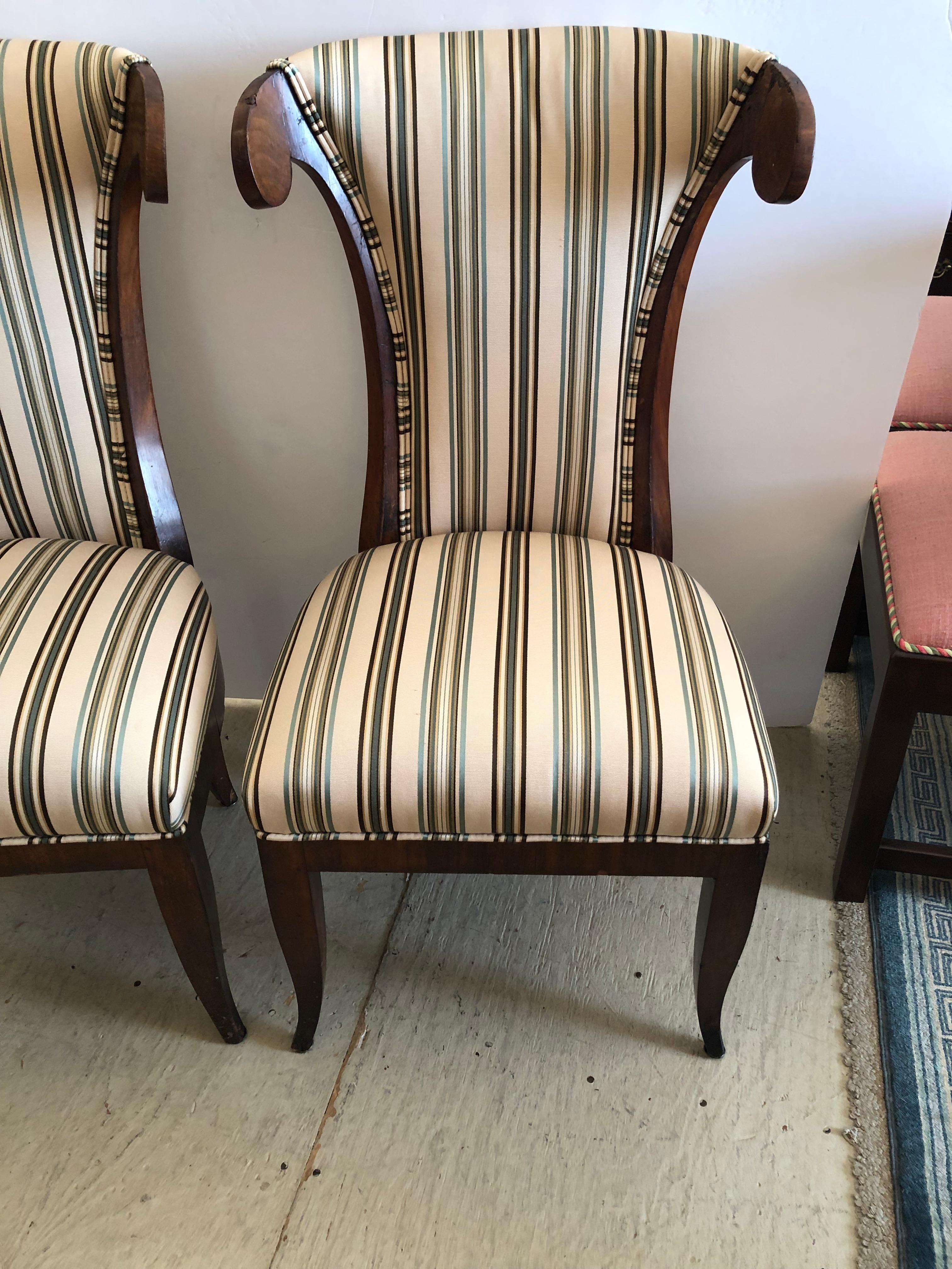 Mid-20th Century Glam Pair of Newly Upholstered Vintage Klismos Style Chairs