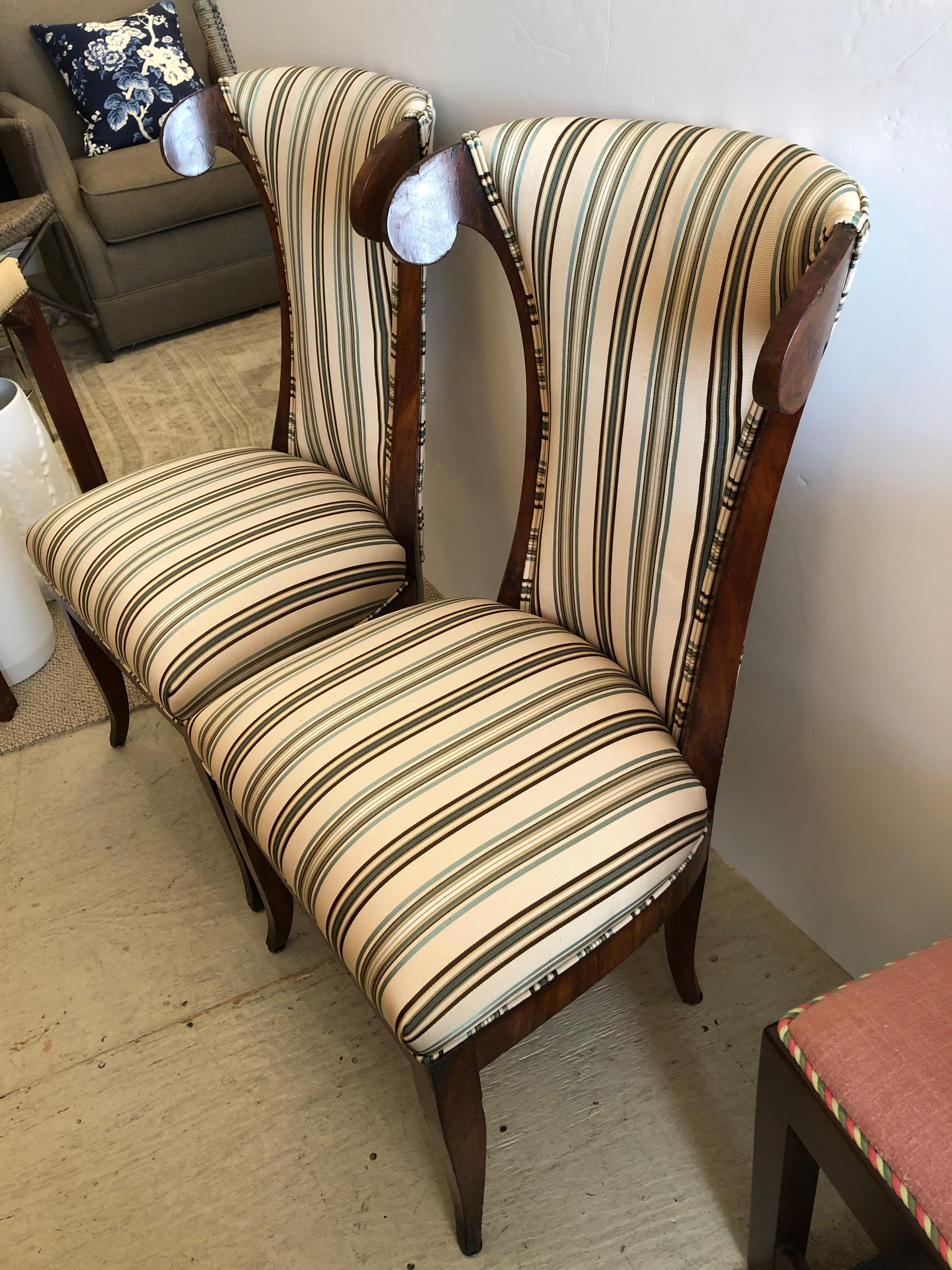 Upholstery Glam Pair of Newly Upholstered Vintage Klismos Style Chairs