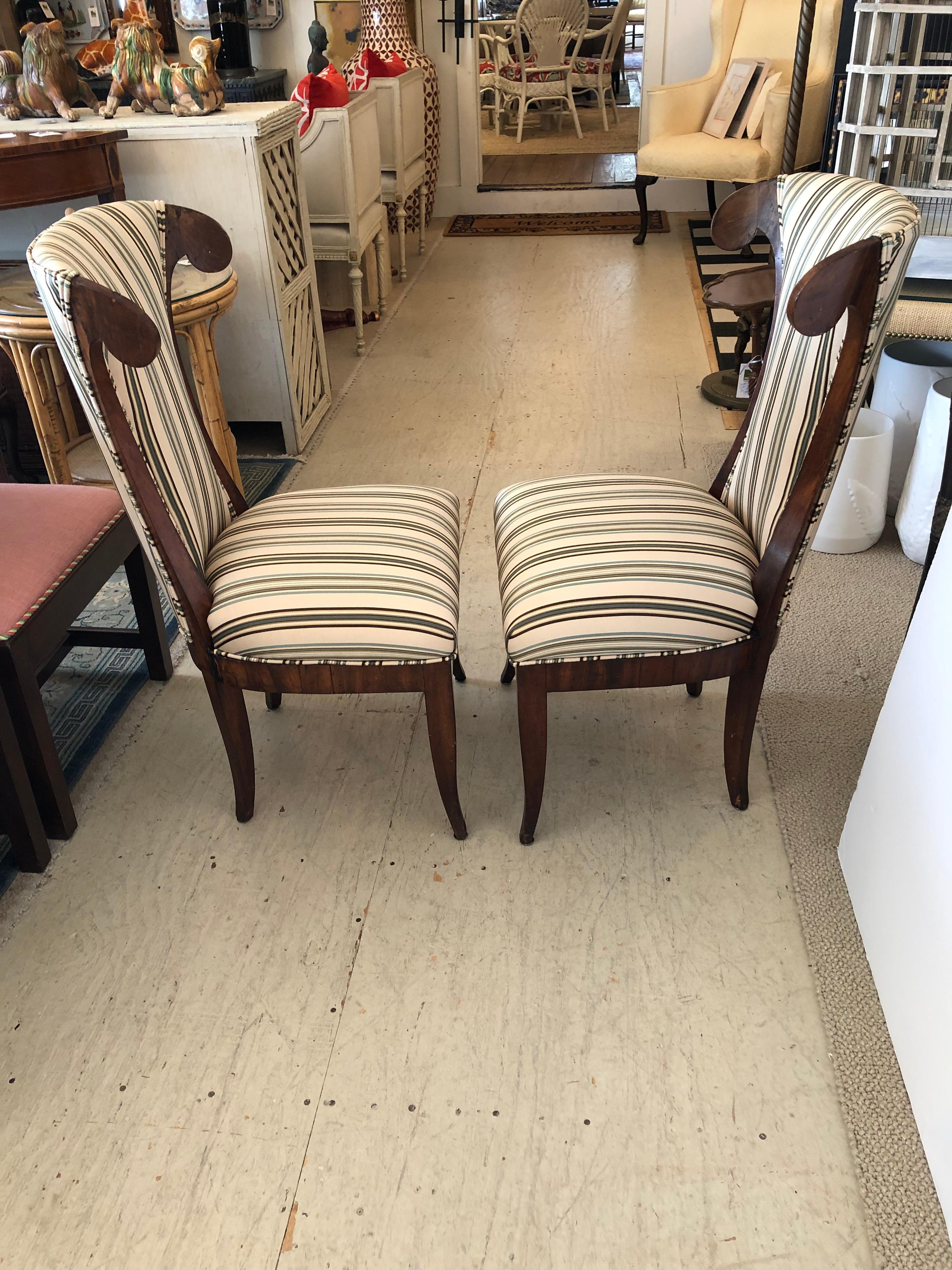 Glam Pair of Newly Upholstered Vintage Klismos Style Chairs 3