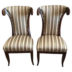 Glam Pair of Newly Upholstered Vintage Klismos Style Chairs