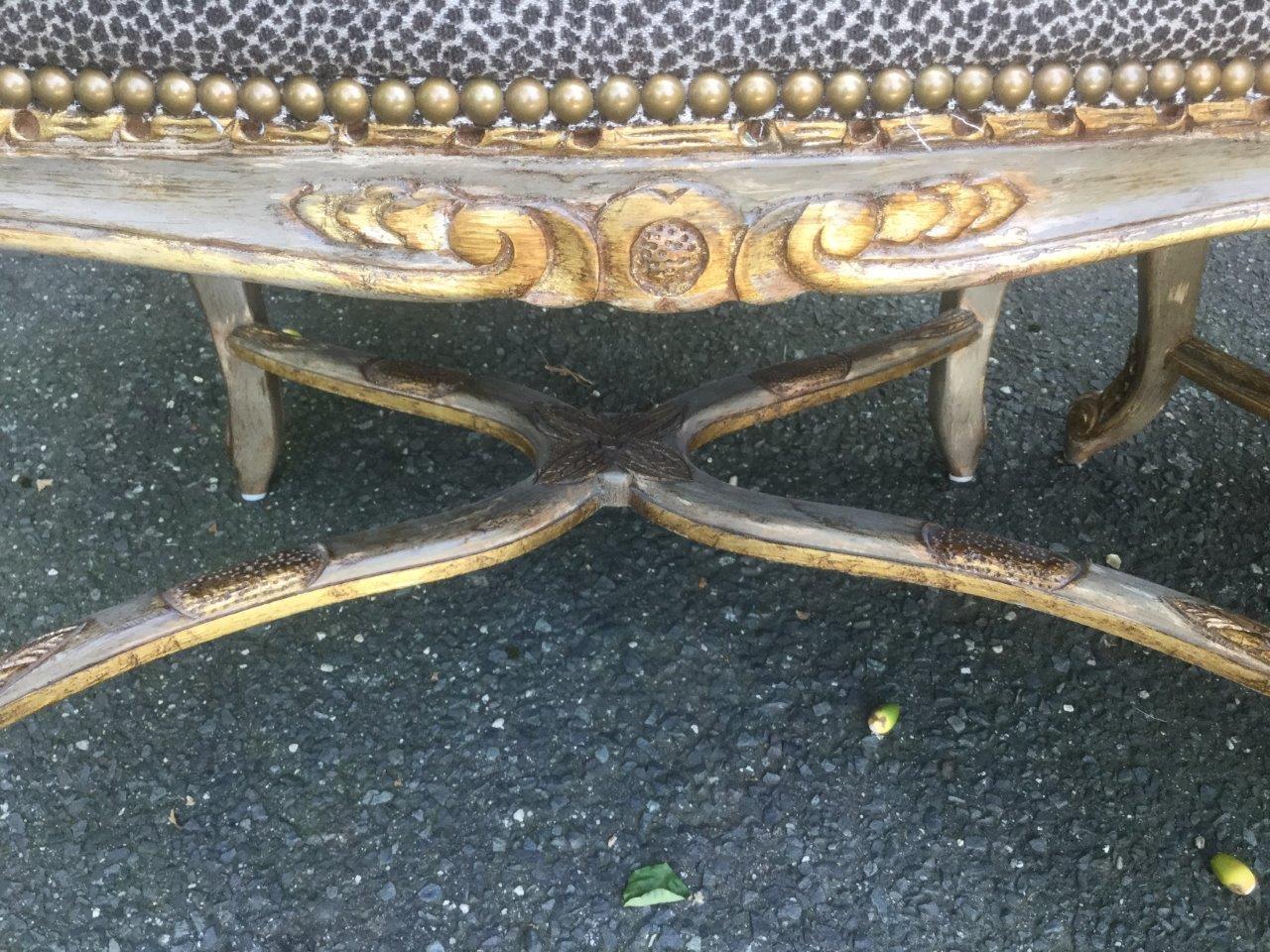 Late 20th Century Glam Pair of Silver Painted French Wingback Chairs with Cheetah Upholstery For Sale