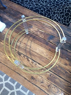Glam Round Mid-Century Modern Lucite and Brass Coffee Table