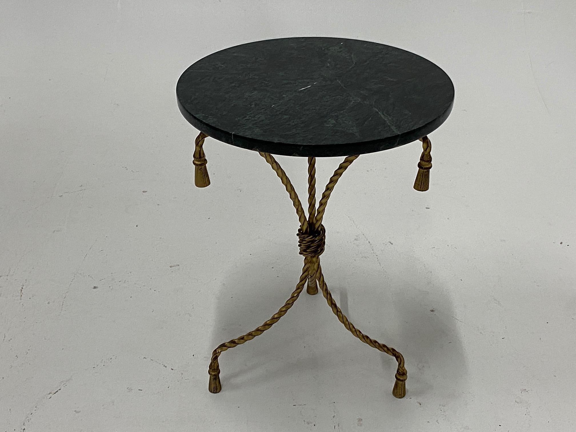 Glam Small Round Italian Black Marble and Gilt Iron Side Table 2