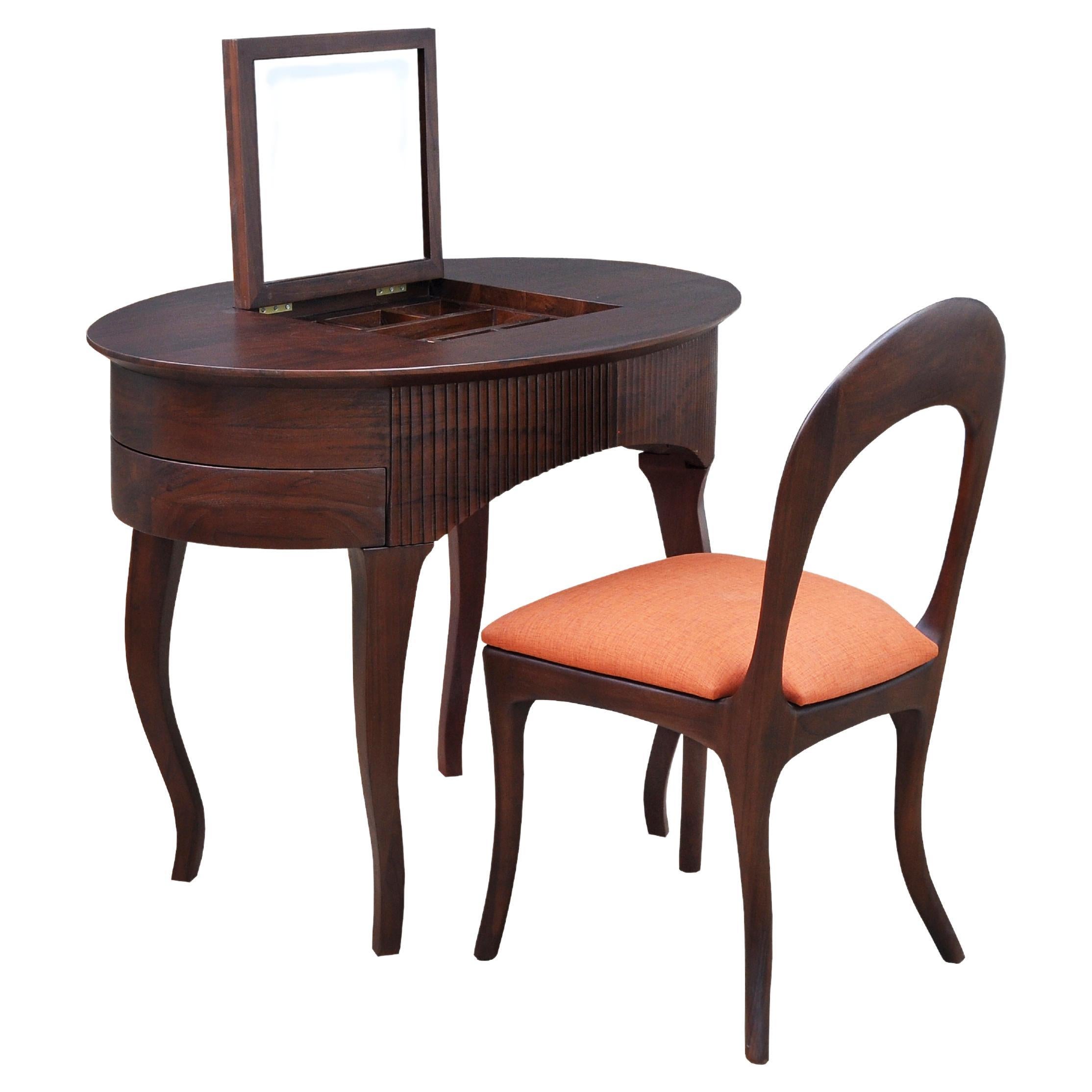 Glam Station Dressing Table with Matching Chair For Sale