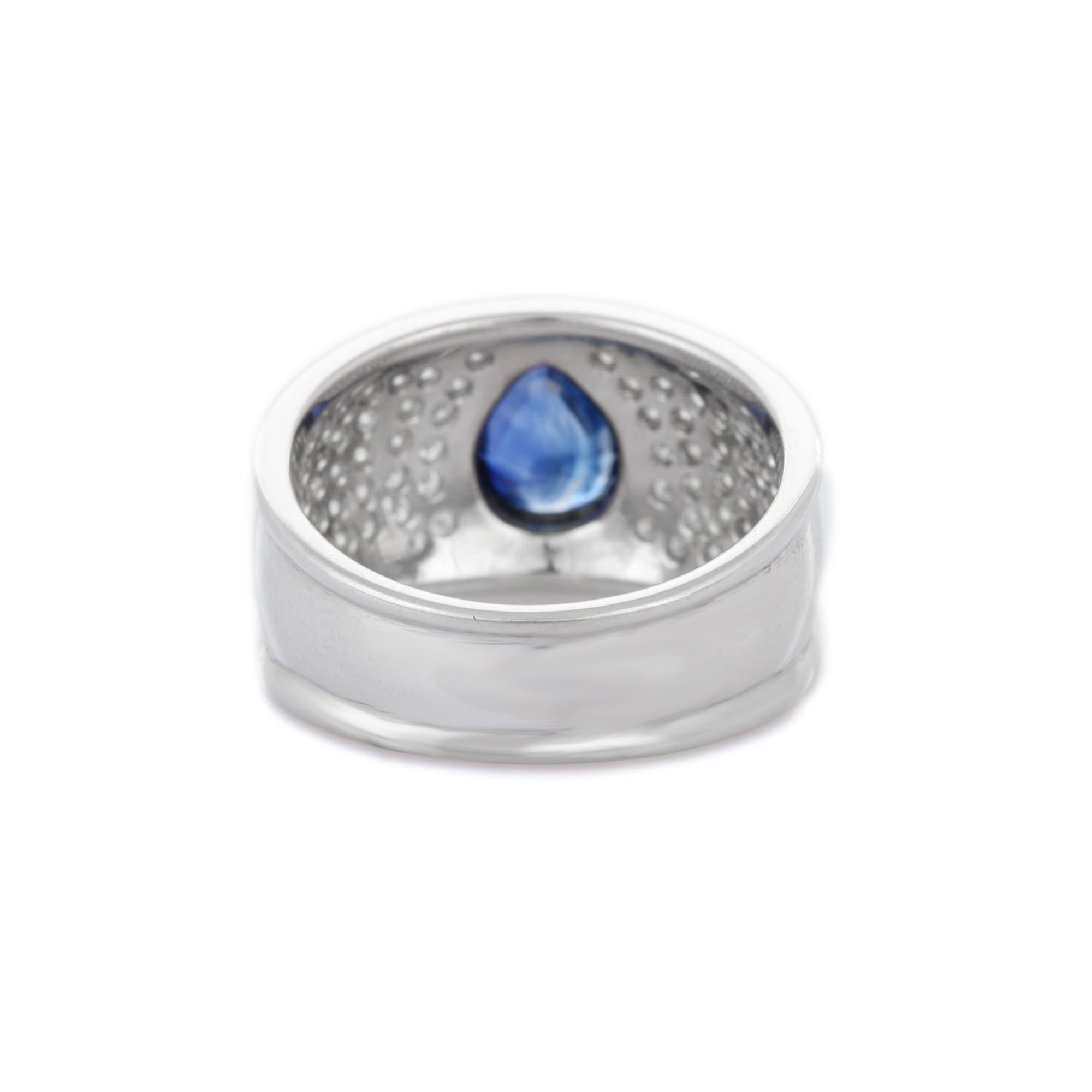For Sale:  Glamarous 2.1 Ct Blue Sapphire Cocktail Ring in 18K White Gold with Diamonds 4