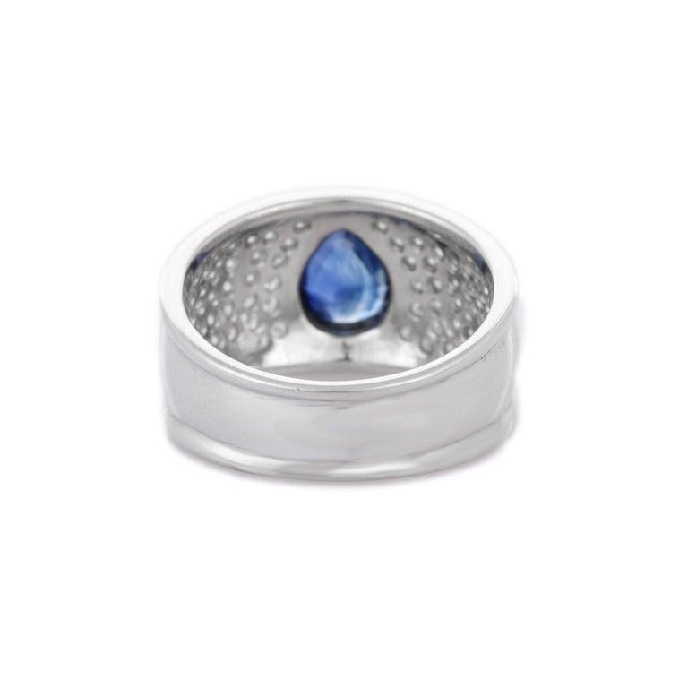 Im Angebot: Glamarous Blauer Saphir-Diamant-Cocktailring für Herren aus 18 Karat Weißgold () 6