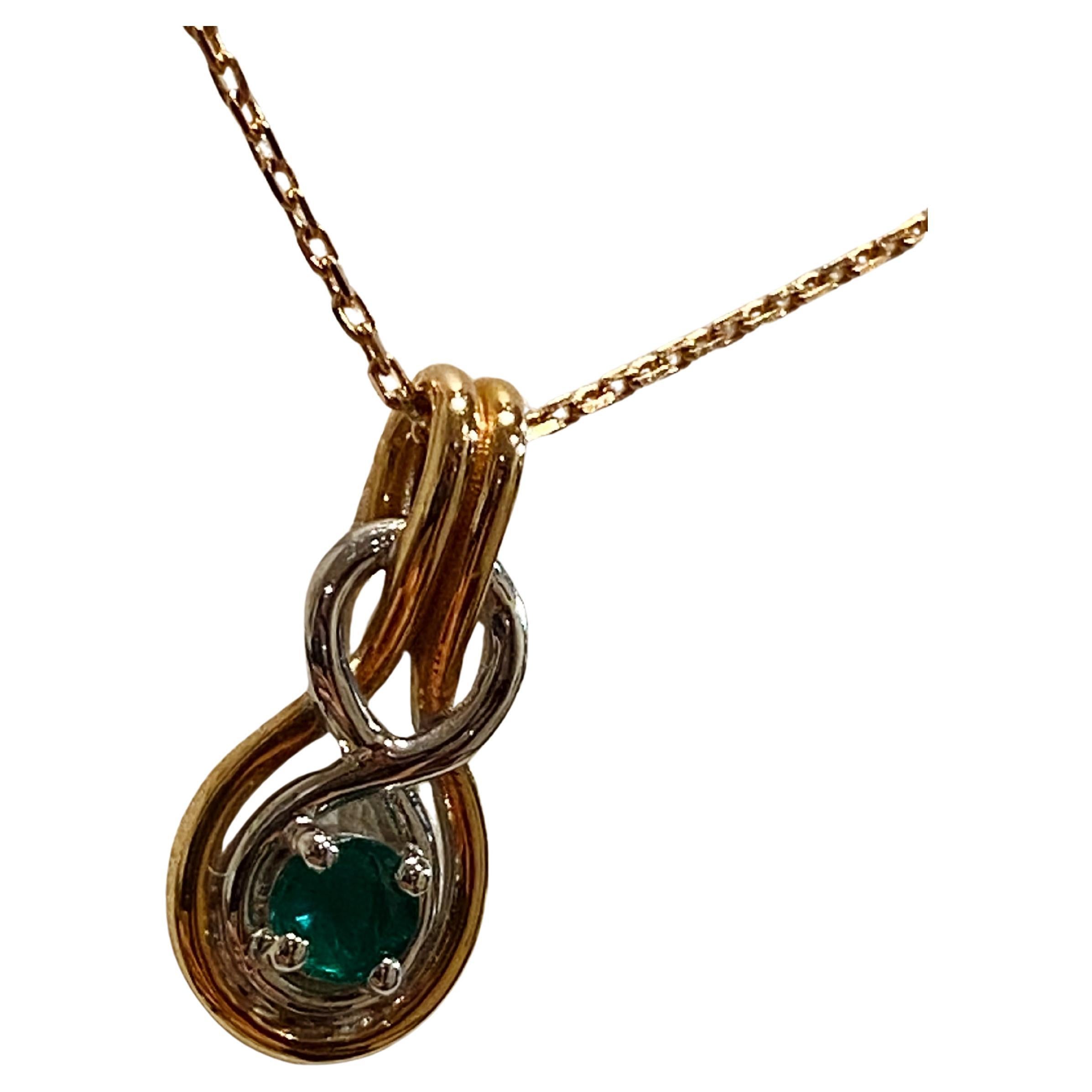 Glamira 18K Rose & White Gold Natural Emerald Pendant on 18K Rose Gold Chain