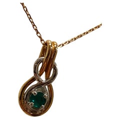 Glamira 18K Rose & White Gold Natural Emerald Pendant on 18K Rose Gold Chain
