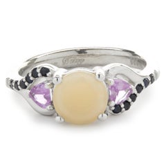 Glamira Roselina 14 Karat White Gold Opal, Pink and Blue Sapphire Ring