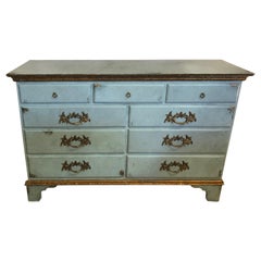 Glammed Up Vintage Blue Faux Painted Large Chest of Drawers Dresser
