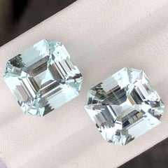 Glamming 20.50 Carats Asscher Cut Natural Aquamarine Gemstone Pair for Earrings