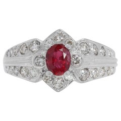 Glamorous 0.28ct Ruby Ring with Natural Diamonds in 18K White Gold