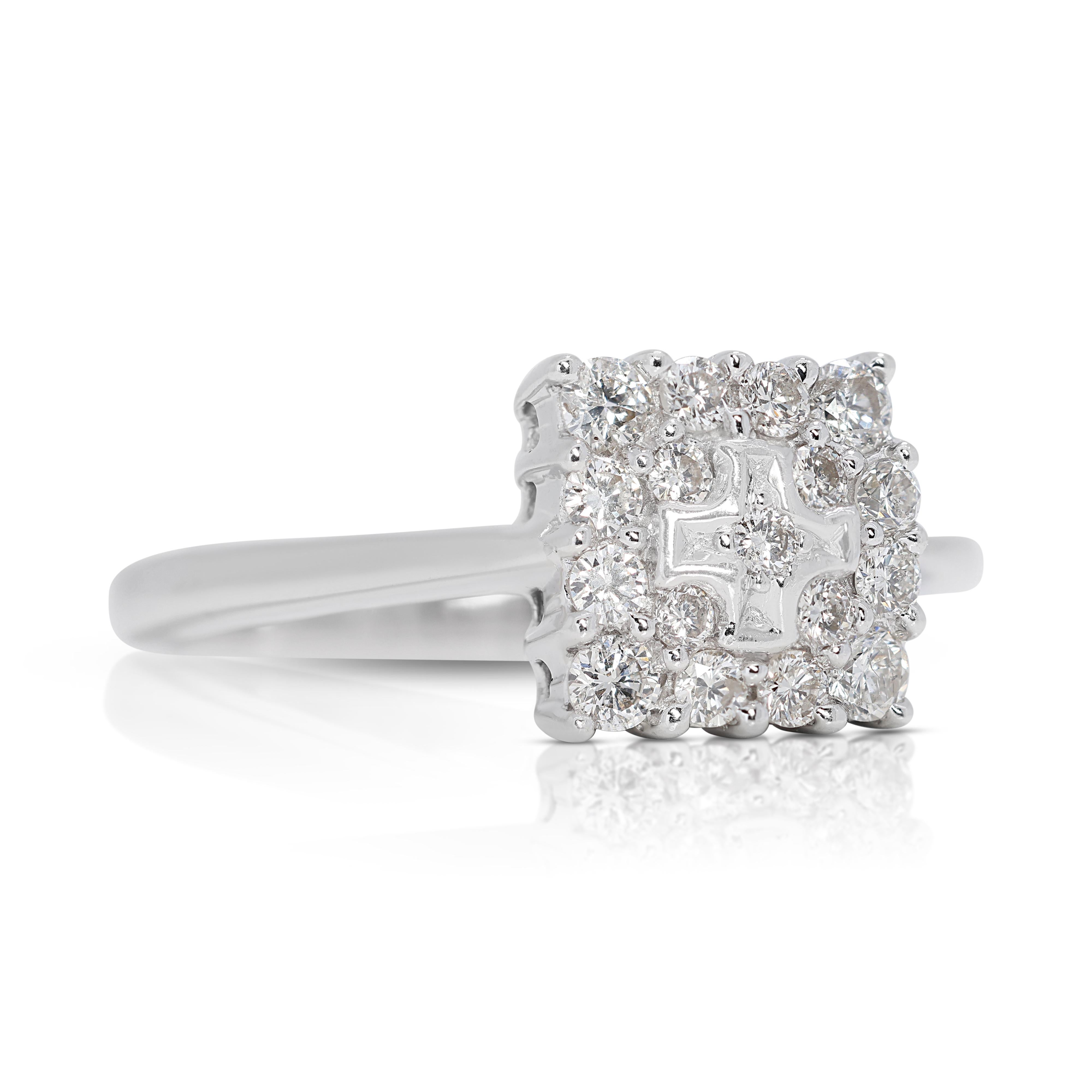 Glamouröser 0,42 Karat Diamanten-Cluster-Ring aus 18 Karat Weißgold im Zustand „Hervorragend“ im Angebot in רמת גן, IL