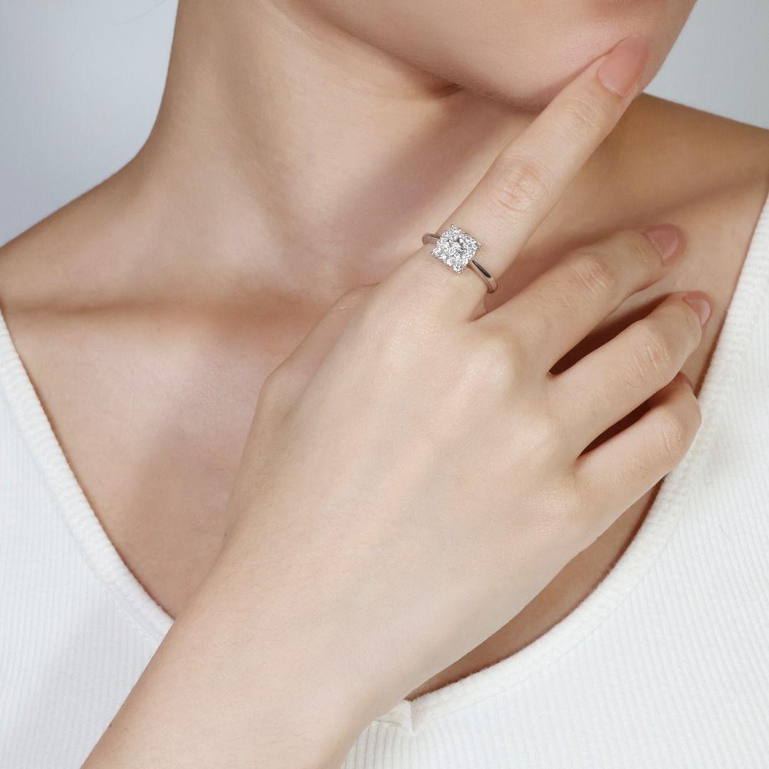 Glamouröser 0,42 Karat Diamanten-Cluster-Ring aus 18 Karat Weißgold im Angebot 2