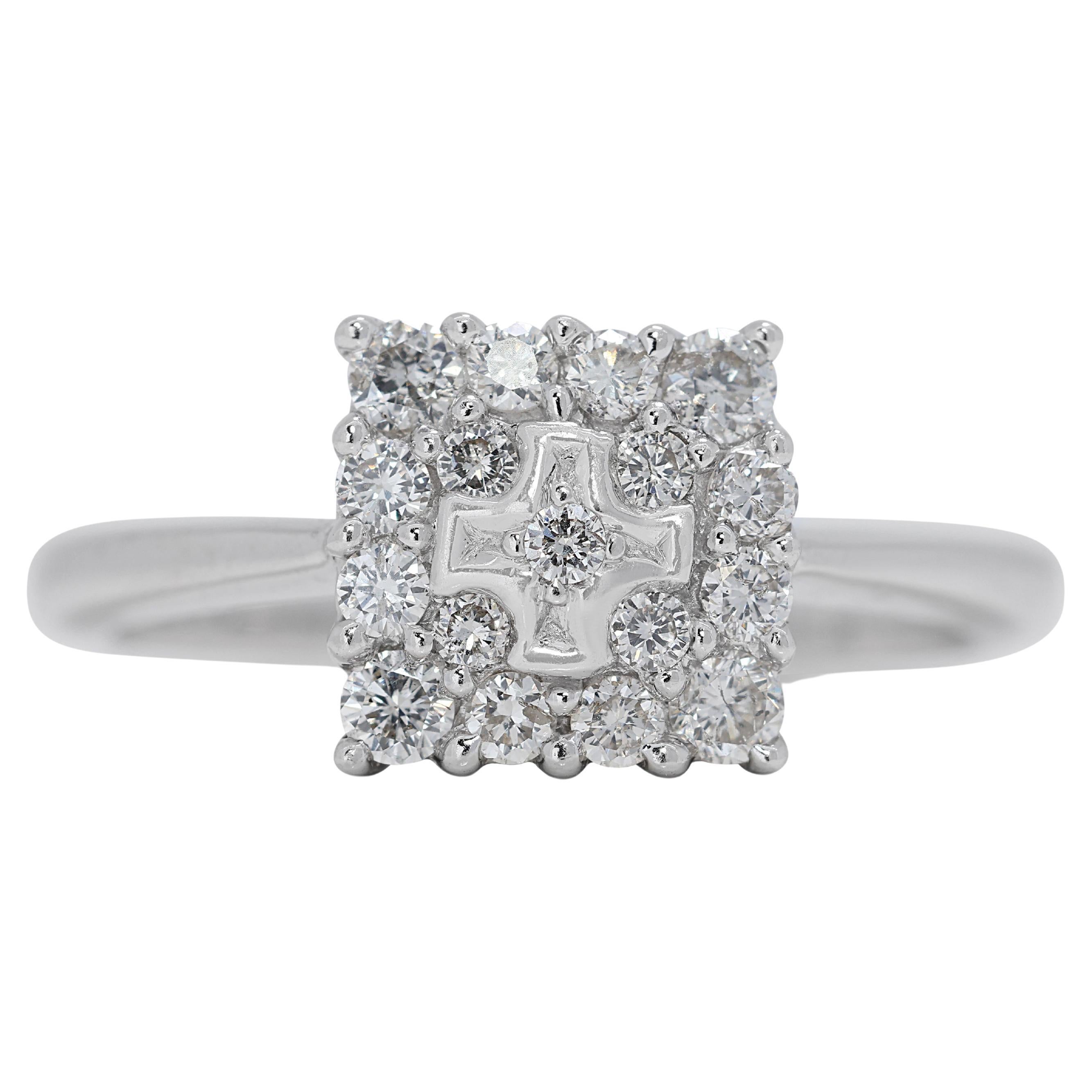 Glamorous 0.42ct Diamonds Cluster Ring in 18K White Gold