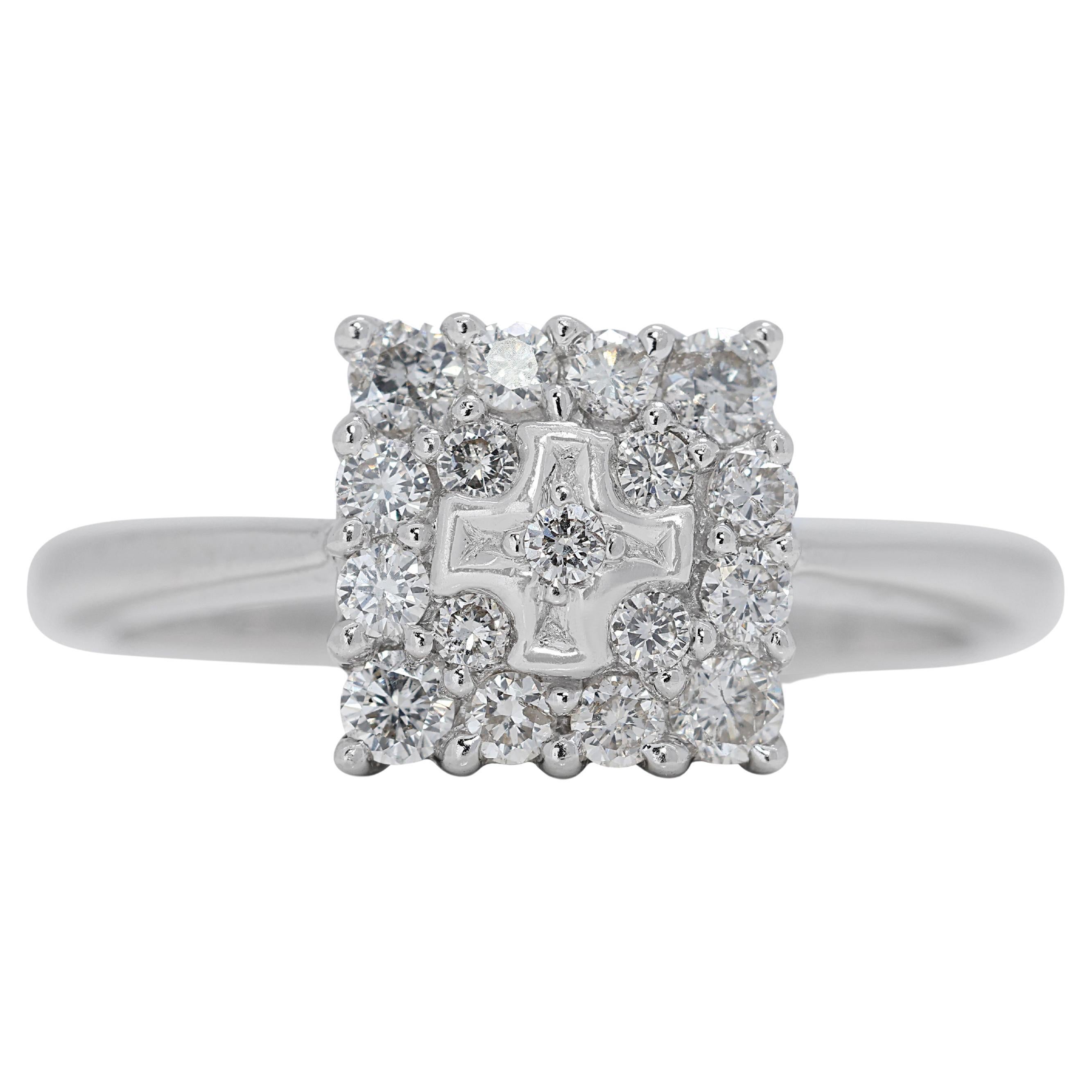 Bague glamour grappe de diamants 0,42 carat en or blanc 18 carats 