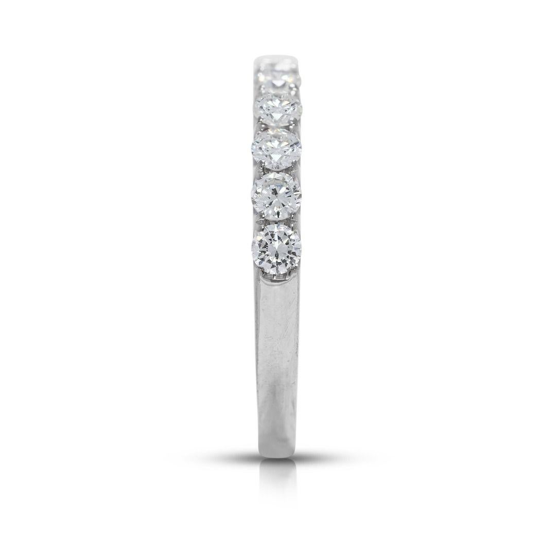 Glamorous 0.51ct Natural Diamond Half Eternity Ring in 18K White Gold im Angebot 1